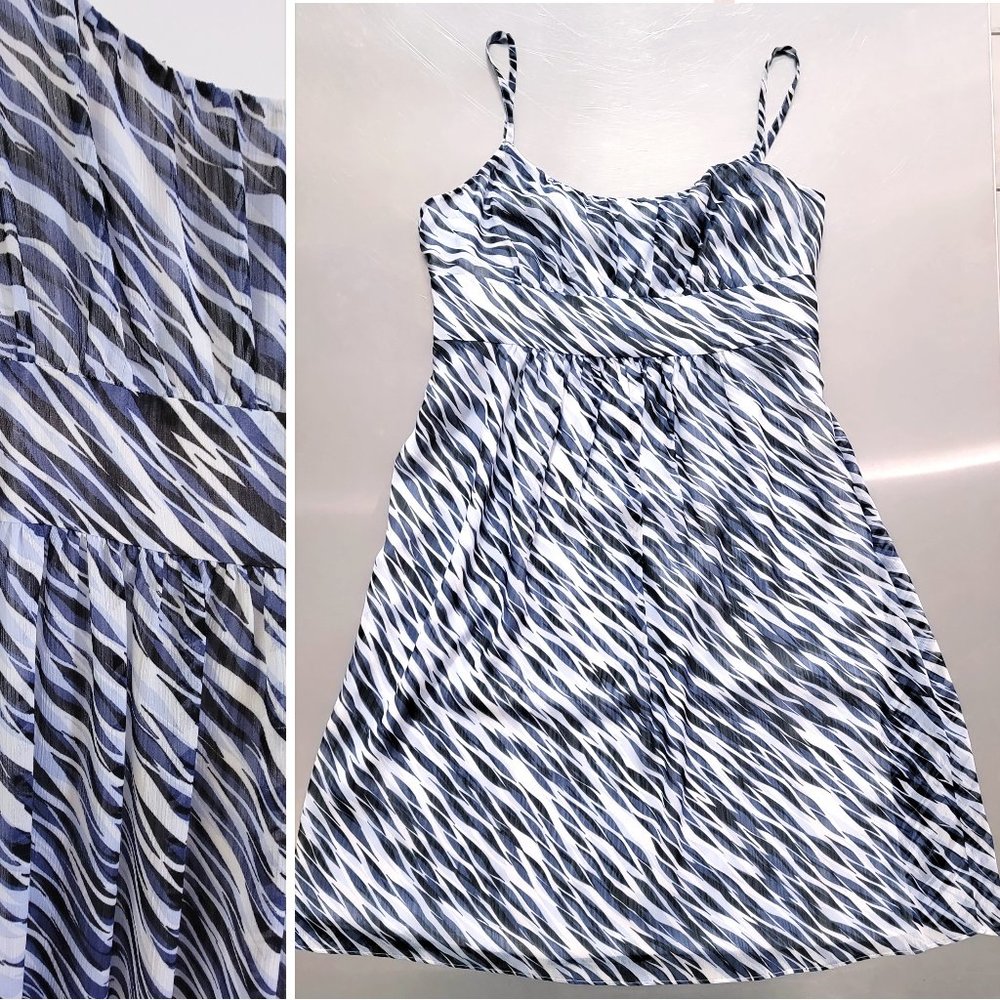 Ann Taylor Zebra Stripes Chiffon Sleeveless Mini Dress w/Empire Waist Size 4